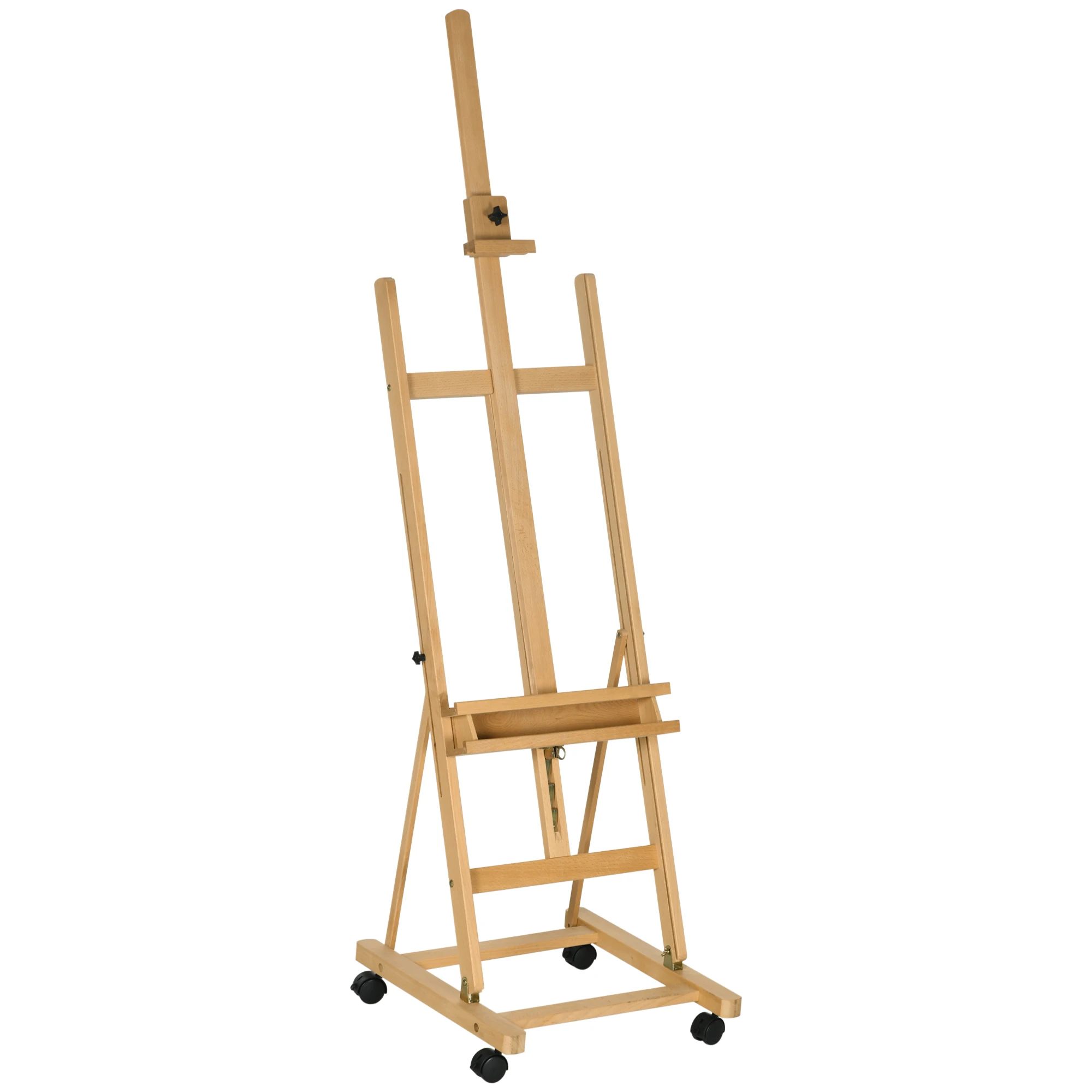 Chevalet d'atelier en bois sur roulettes, hauteur réglable 178–238 cm